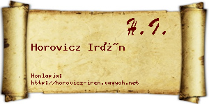 Horovicz Irén névjegykártya